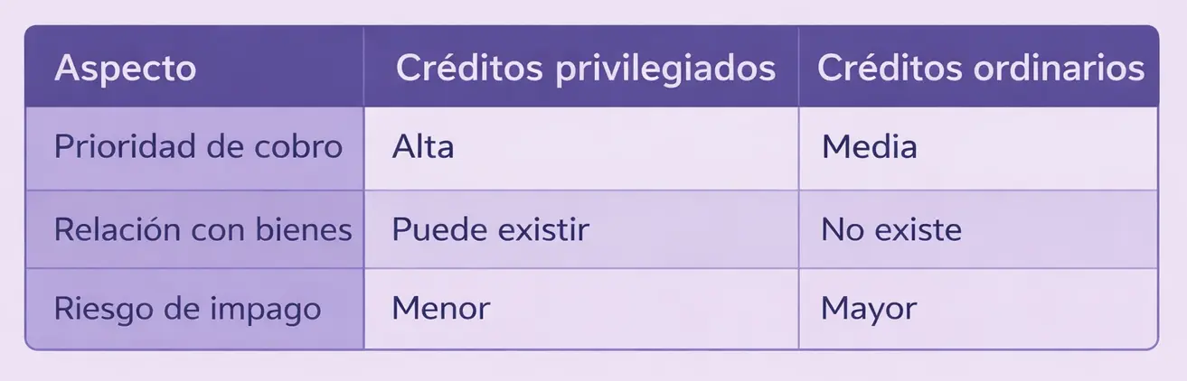 creditos privilegiados tabla comparativa